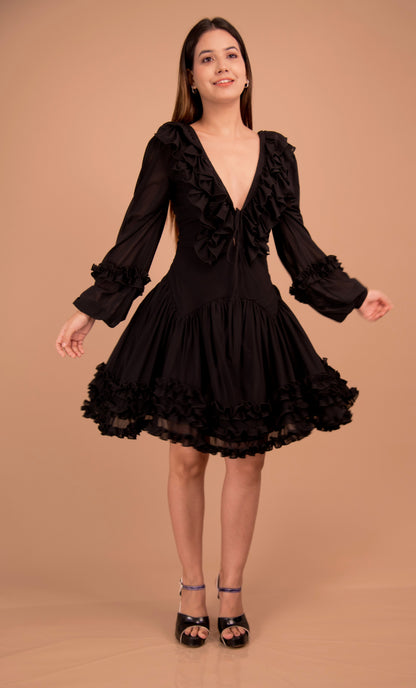 Éclat Noir — Flounce-Trim Net Mini
