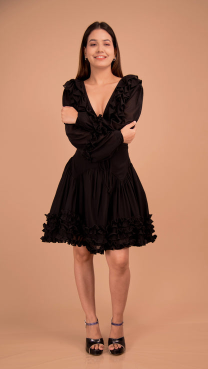 Éclat Noir — Flounce-Trim Net Mini