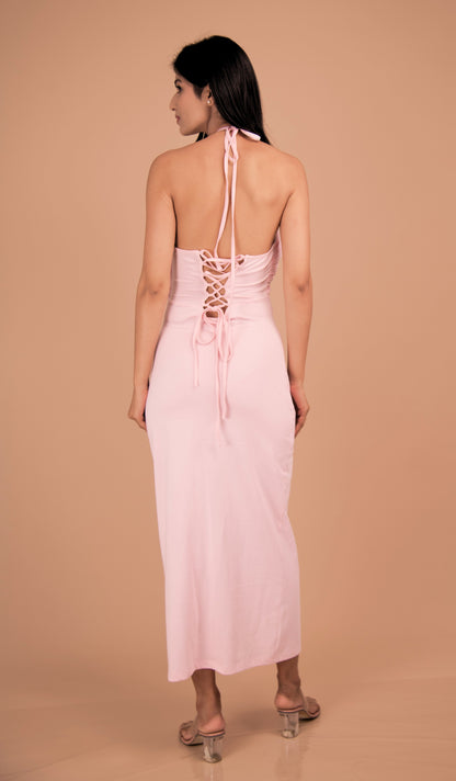 Petal Tide — Soft Cotton Halter Dress