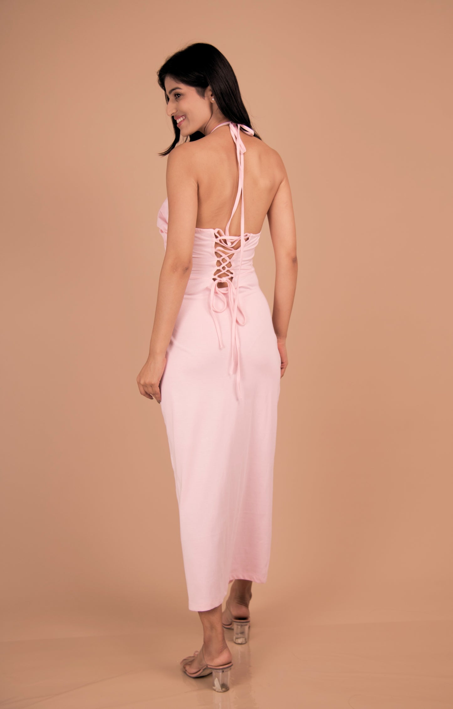 Petal Tide — Soft Cotton Halter Dress