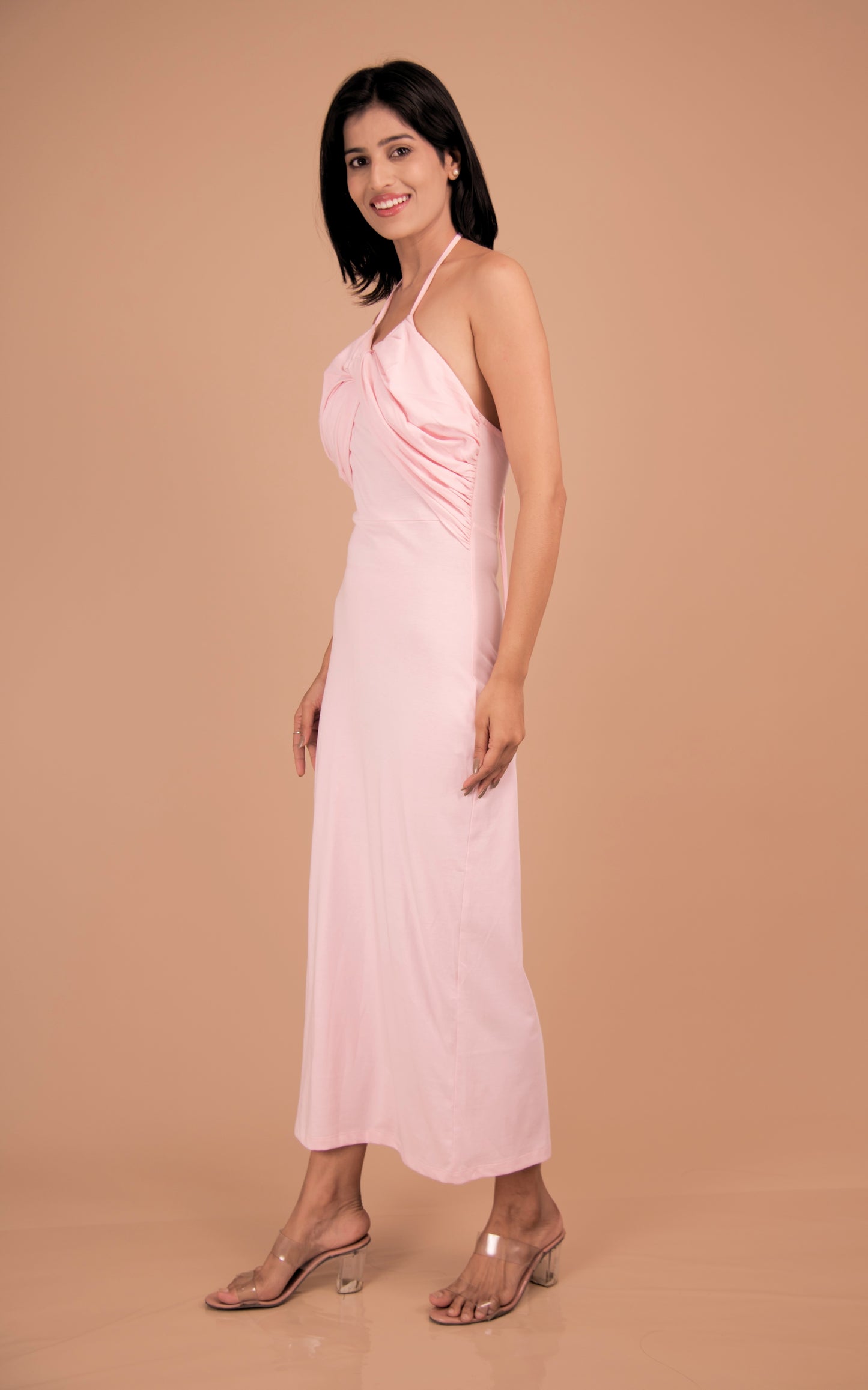 Petal Tide — Soft Cotton Halter Dress