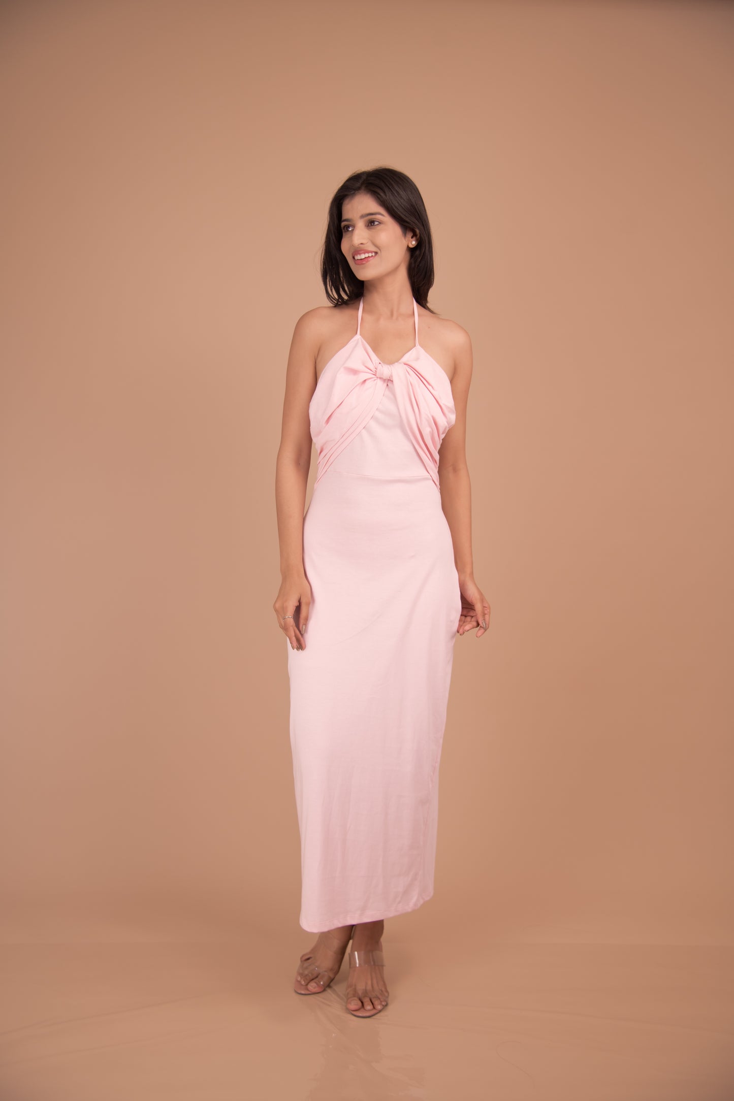 Petal Tide — Soft Cotton Halter Dress