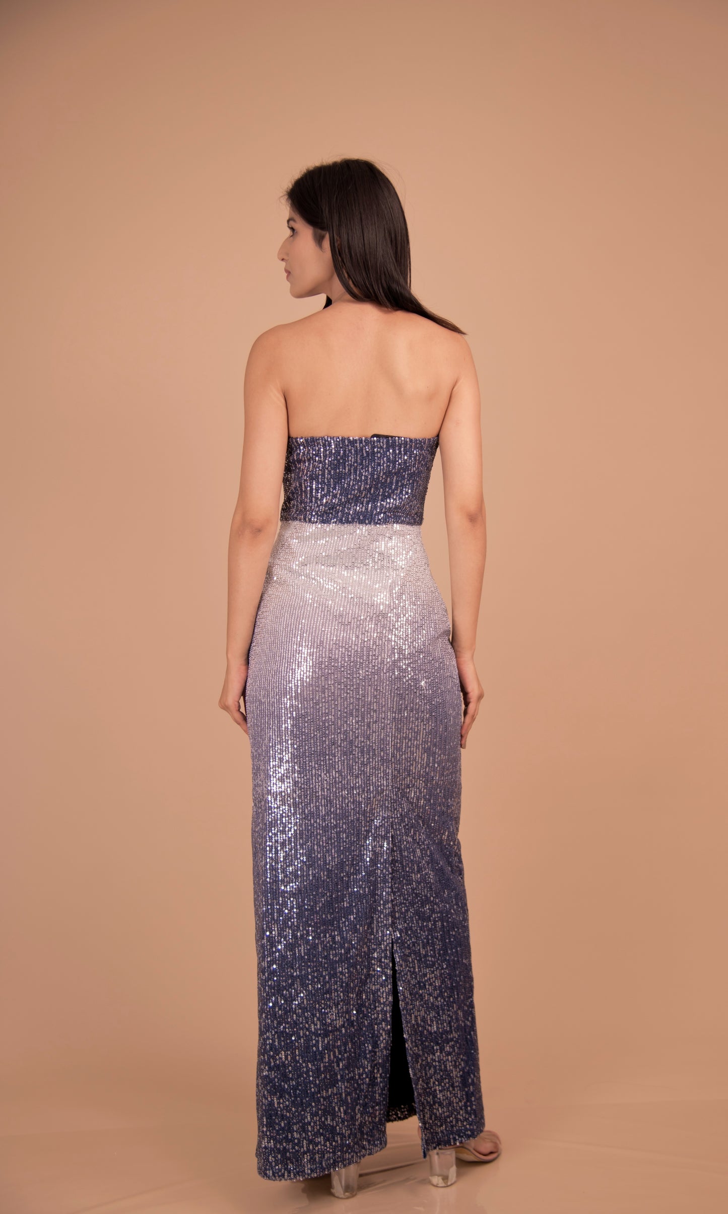 Midnight Radiance — Strapless Ombre Sequin Gown