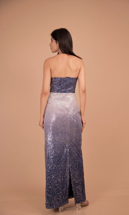 Midnight Radiance — Strapless Ombre Sequin Gown