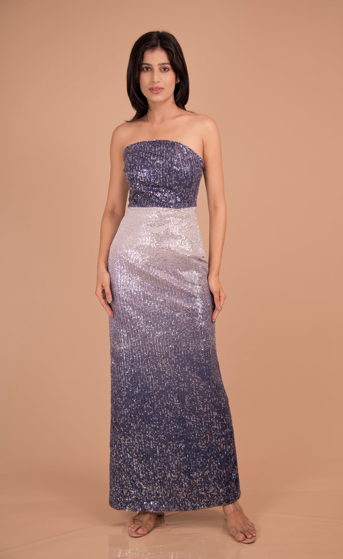 Midnight Radiance — Strapless Ombre Sequin Gown