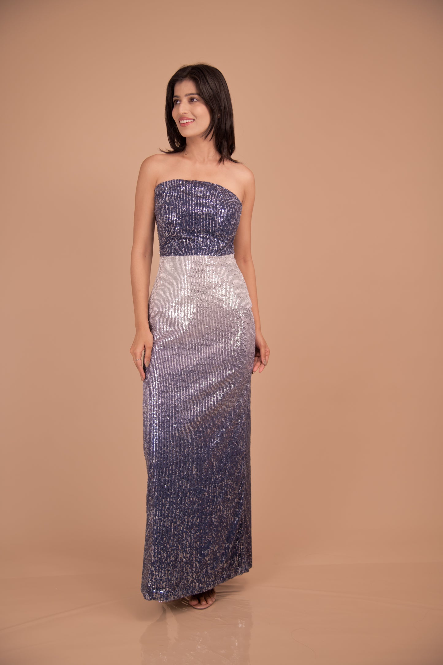 Midnight Radiance — Strapless Ombre Sequin Gown