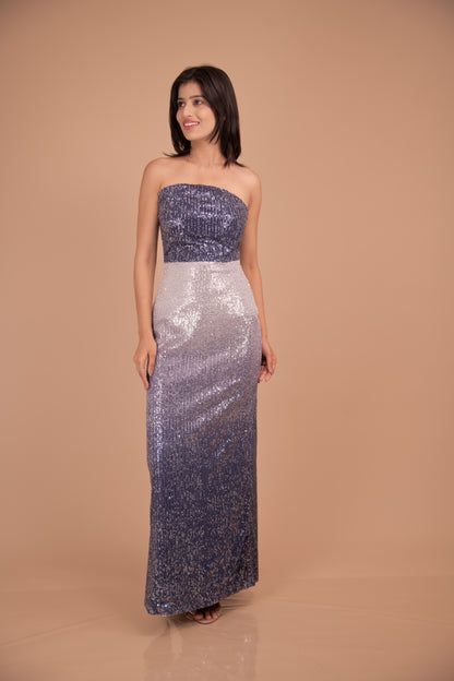 Midnight Radiance — Strapless Ombre Sequin Gown