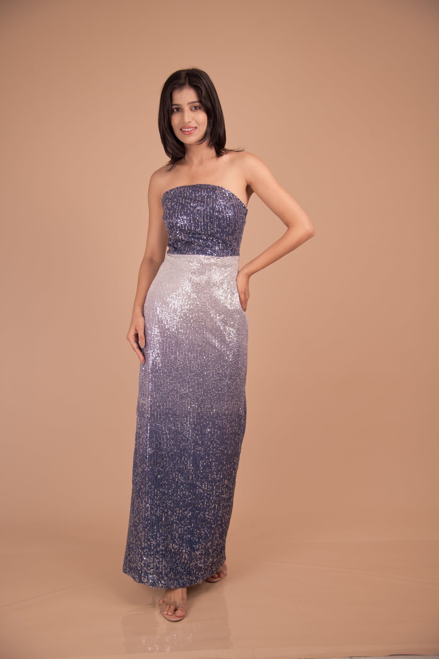 Midnight Radiance — Strapless Ombre Sequin Gown
