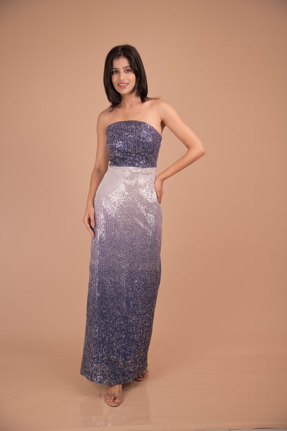 Midnight Radiance — Strapless Ombre Sequin Gown