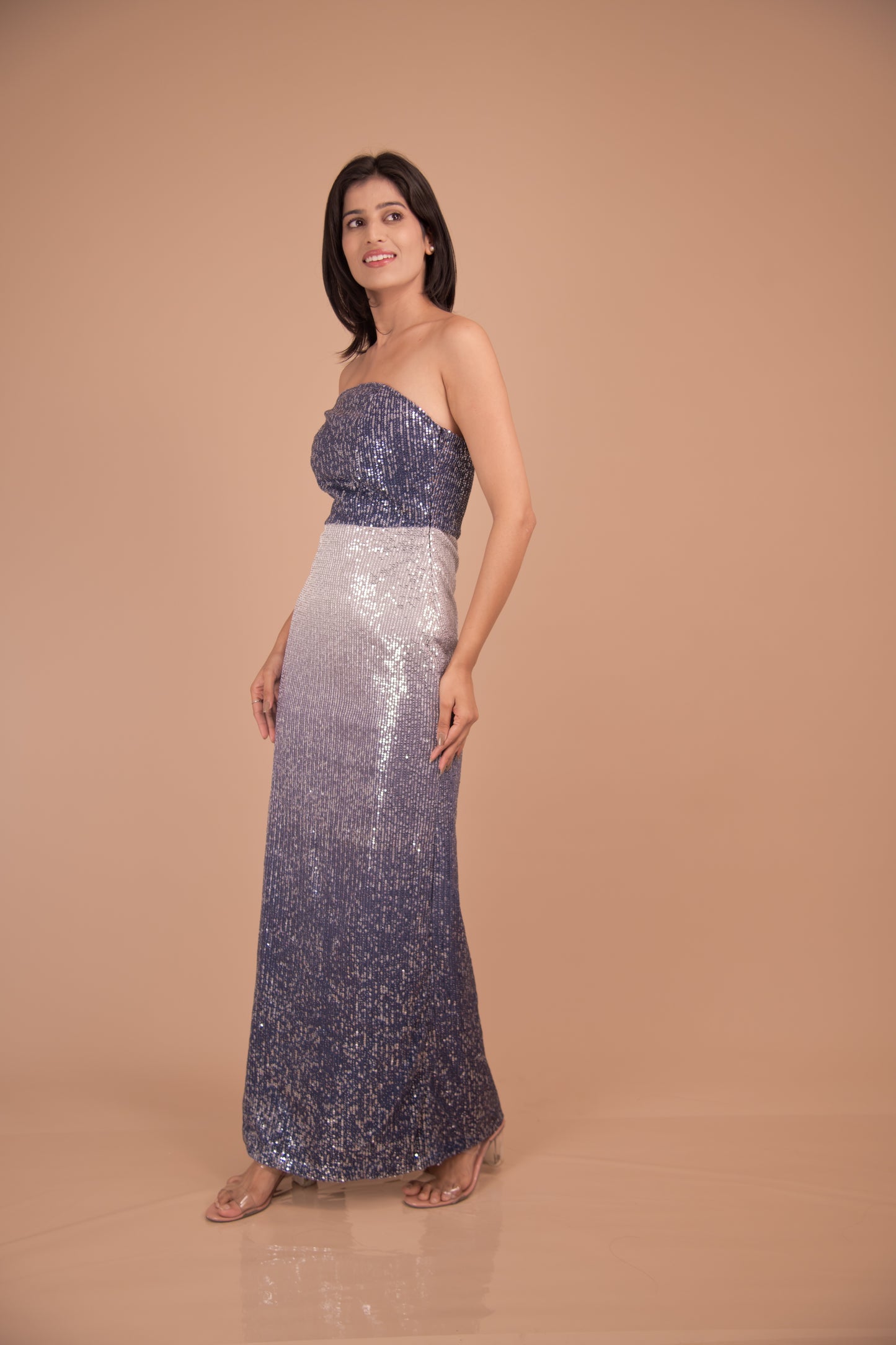 Midnight Radiance — Strapless Ombre Sequin Gown