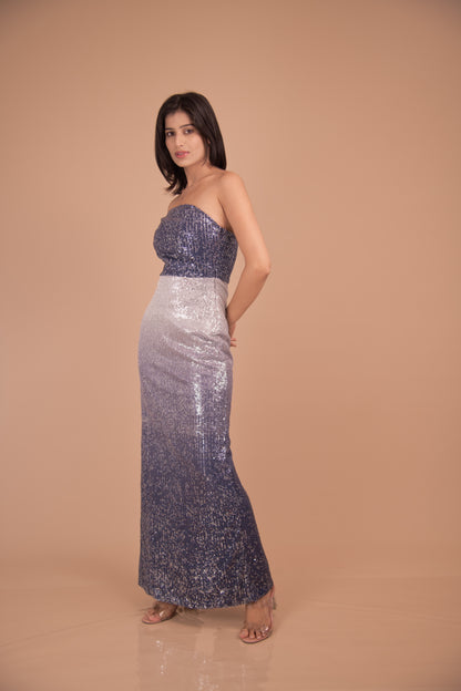 Midnight Radiance — Strapless Ombre Sequin Gown