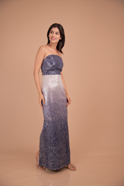 Midnight Radiance — Strapless Ombre Sequin Gown