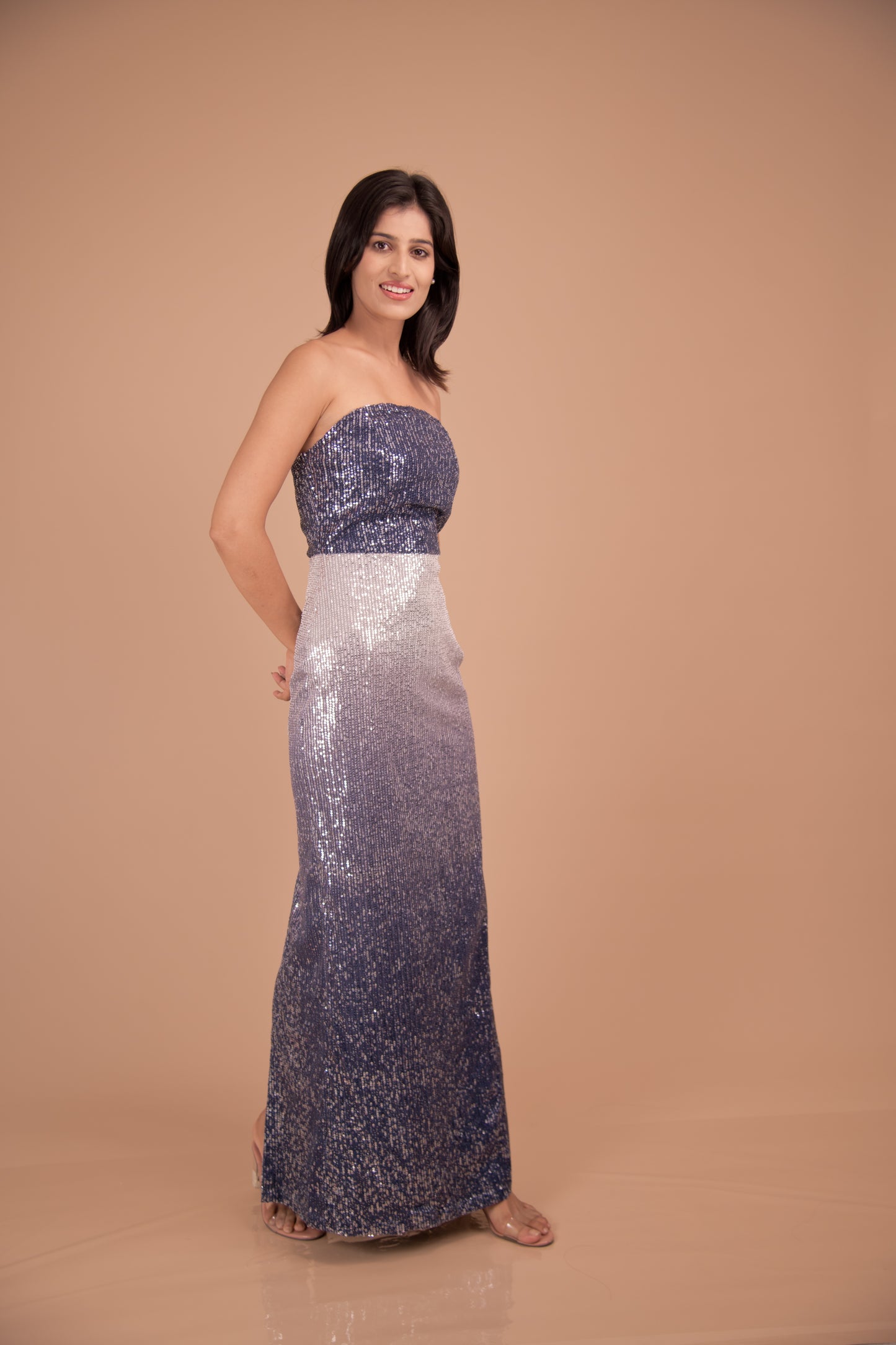 Midnight Radiance — Strapless Ombre Sequin Gown