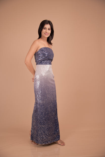 Midnight Radiance — Strapless Ombre Sequin Gown