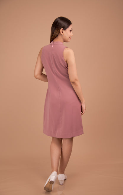 Blush Enchant — Crystal-Trimmed Side-Slit Dress