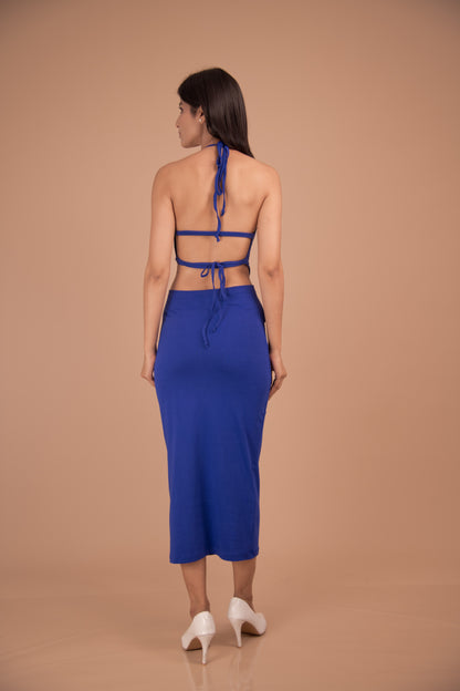 Azure Temptation — Cut-Out Bodycon Midi Dress