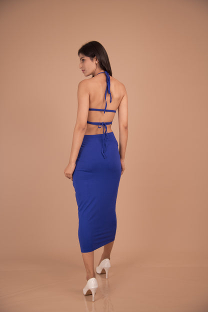 Azure Temptation — Cut-Out Bodycon Midi Dress