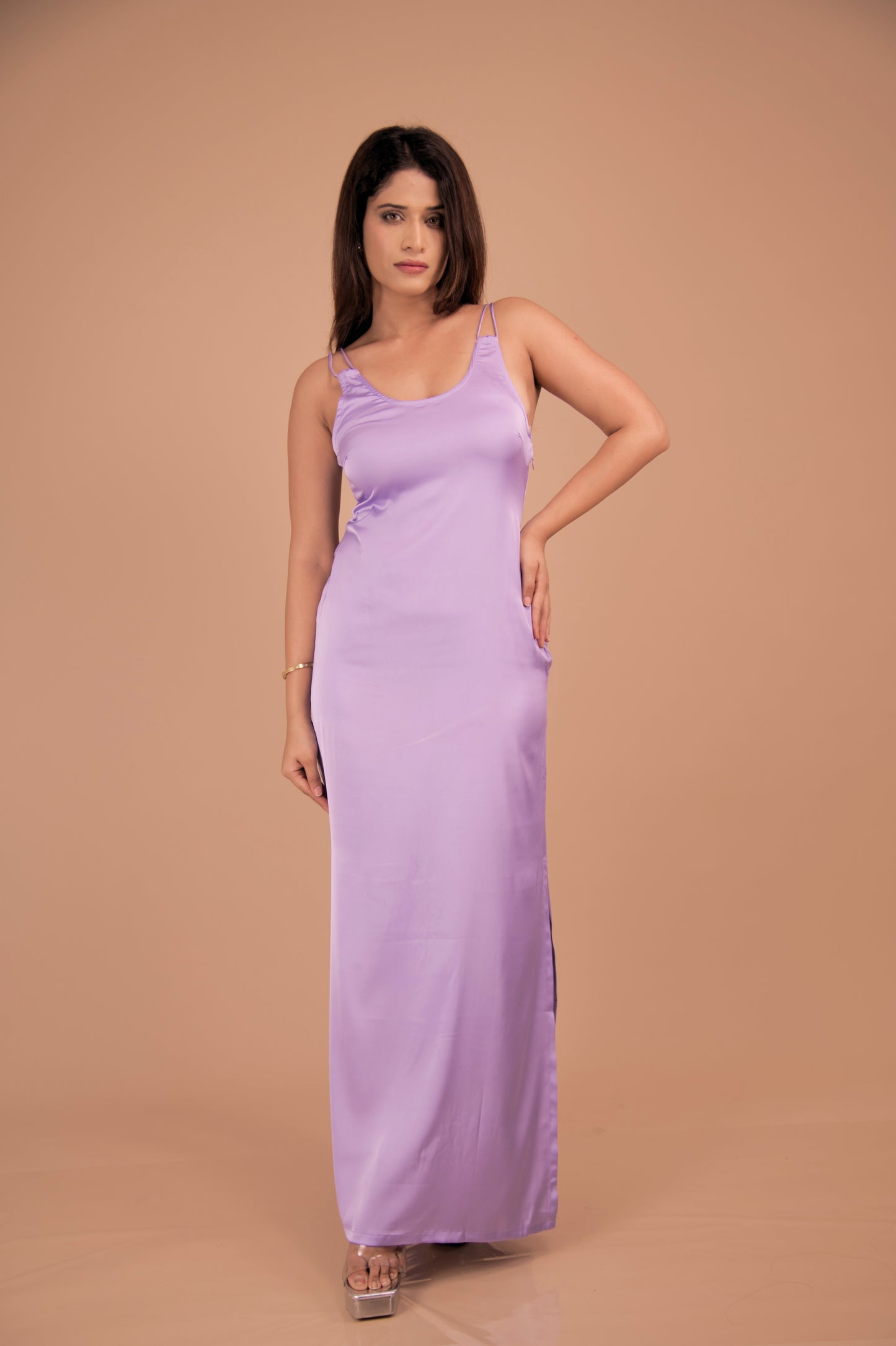 Lilac Whisper — Silk-Feel Maxi Slip Dress