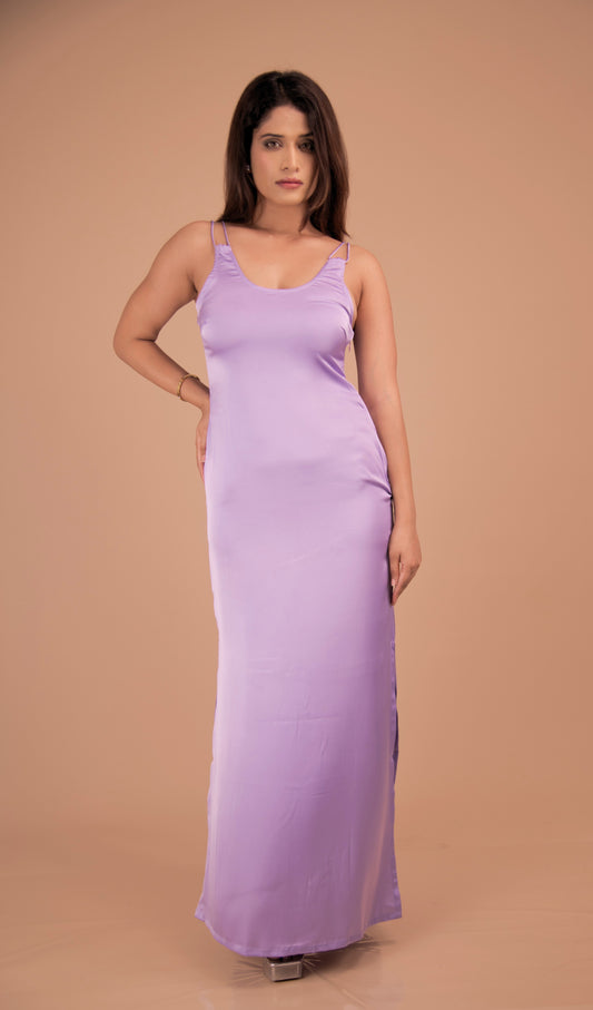 Lilac Whisper — Silk-Feel Maxi Slip Dress