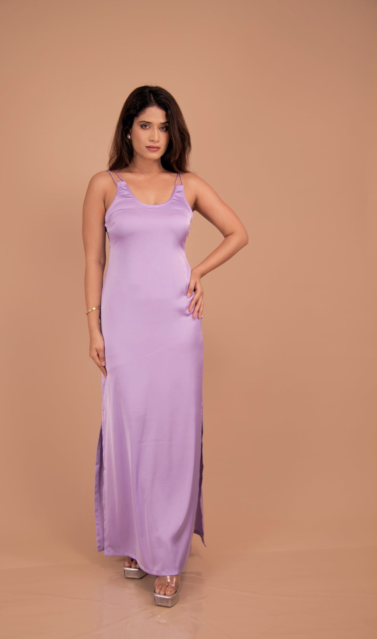 Lilac Whisper — Silk-Feel Maxi Slip Dress