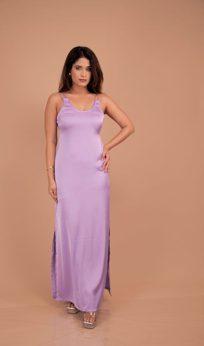 Lilac Whisper — Silk-Feel Maxi Slip Dress