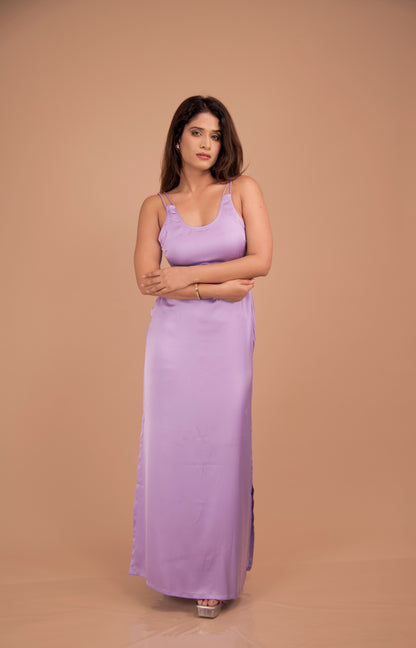 Lilac Whisper — Silk-Feel Maxi Slip Dress