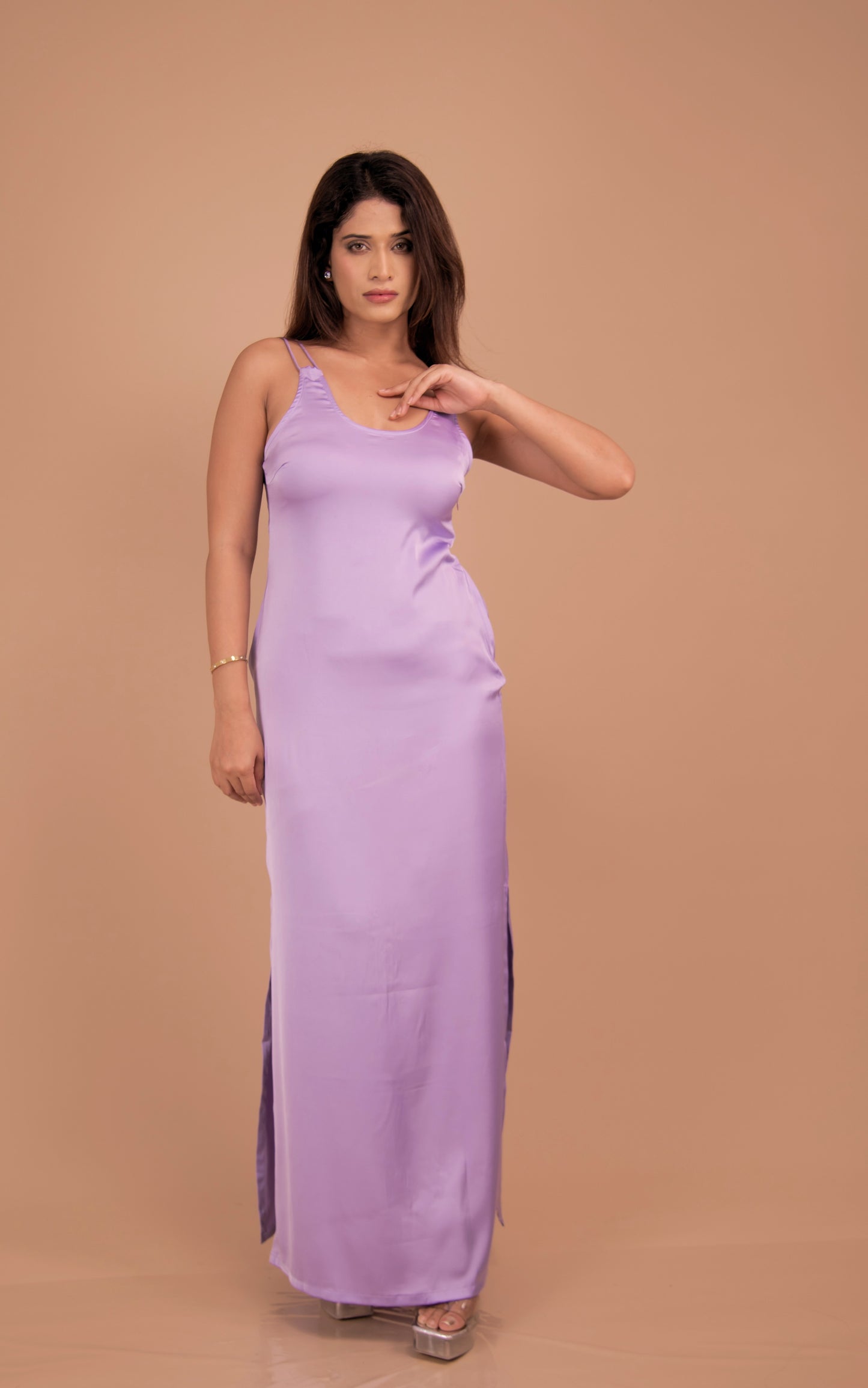 Lilac Whisper — Silk-Feel Maxi Slip Dress