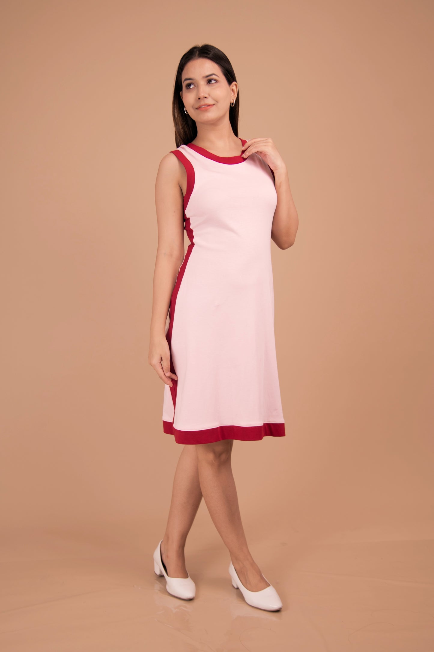 Blush Line — Contrast-Trim Cotton Shift