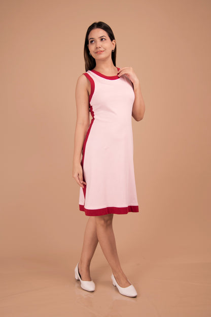 Blush Line — Contrast-Trim Cotton Shift