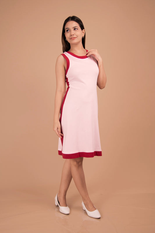 Blush Line — Contrast-Trim Cotton Shift