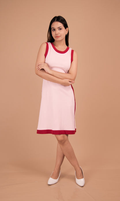 Blush Line — Contrast-Trim Cotton Shift