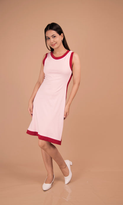 Blush Line — Contrast-Trim Cotton Shift