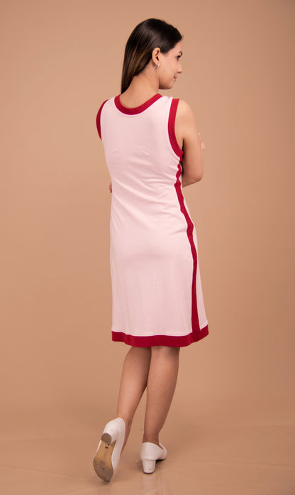 Blush Line — Contrast-Trim Cotton Shift