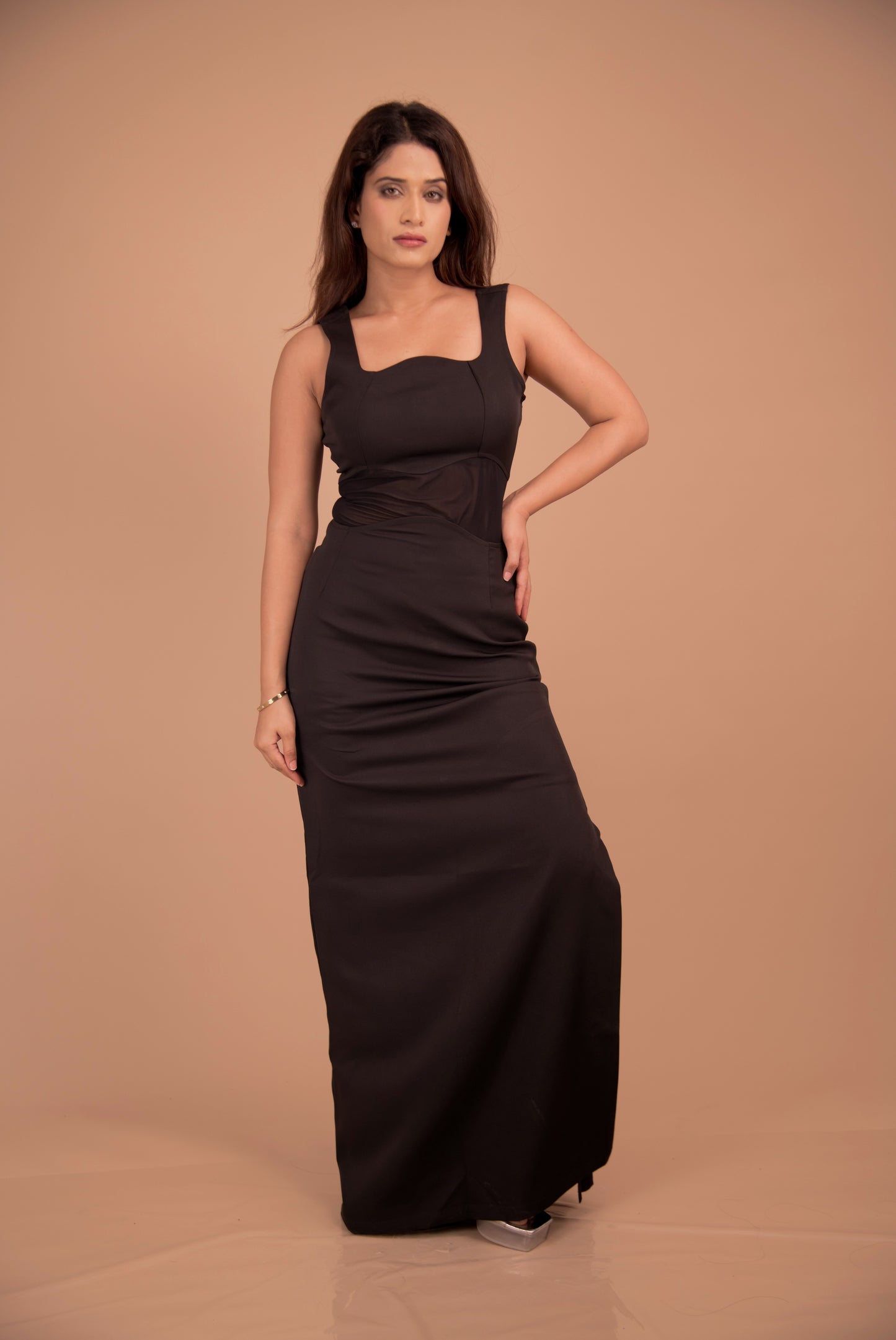Noir Muse — Sculpted Twist Black Crepe Gown