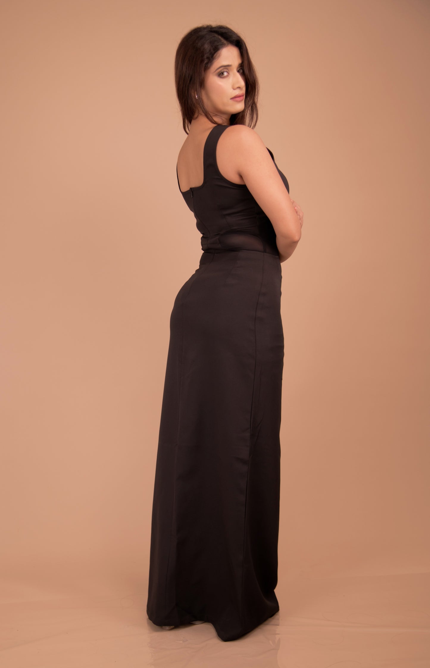 Noir Muse — Sculpted Twist Black Crepe Gown