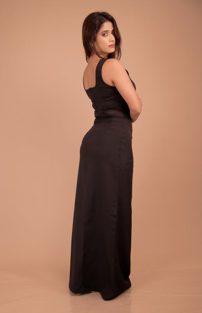 Noir Muse — Sculpted Twist Black Crepe Gown