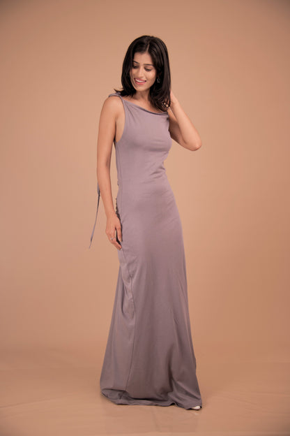 Elegance Back-Drape Gown in Luxe Cotton