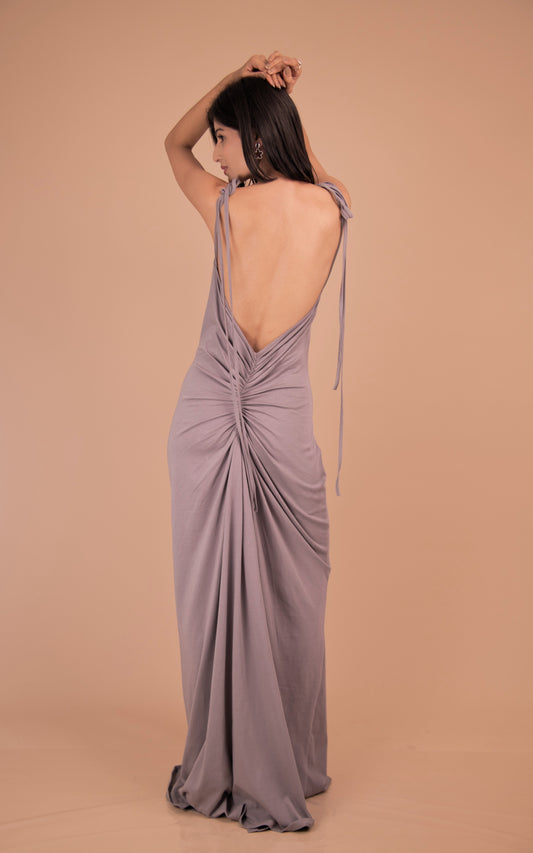 Elegance Back-Drape Gown in Luxe Cotton