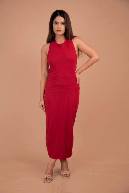 The Marlowe Open-Back Cotton-Blend Midi Dress
