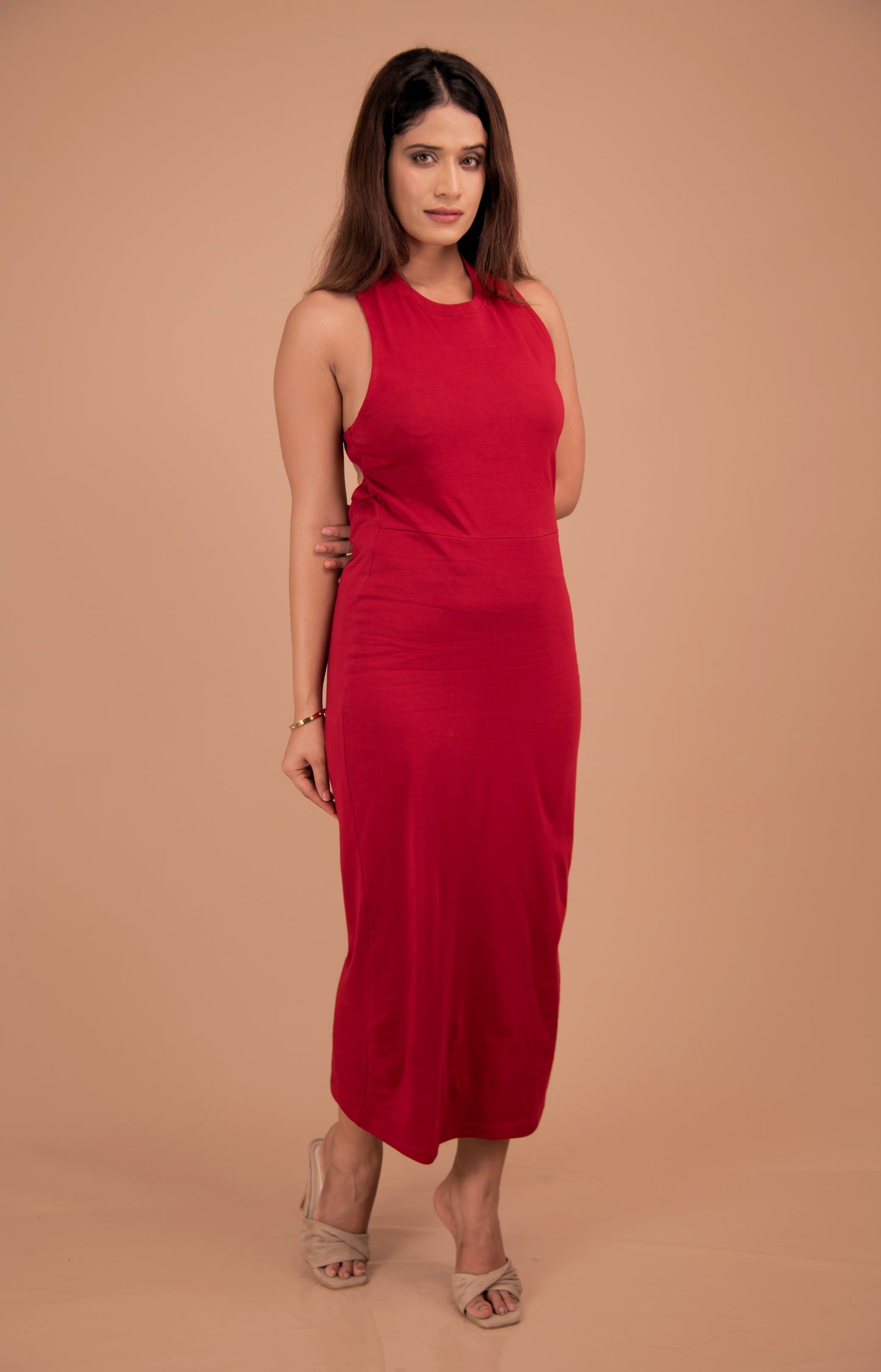 The Marlowe Open-Back Cotton-Blend Midi Dress
