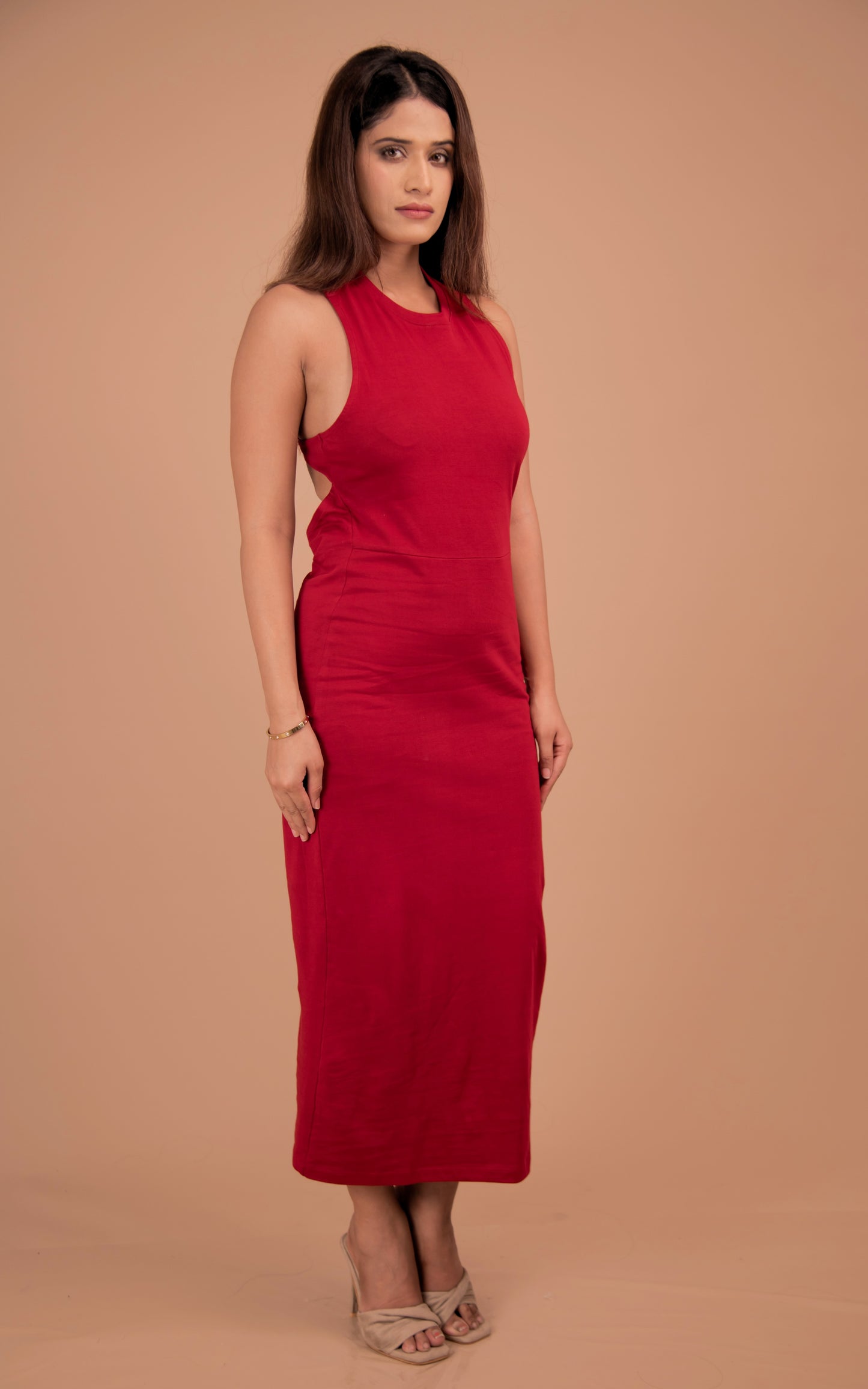 The Marlowe Open-Back Cotton-Blend Midi Dress