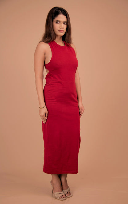 The Marlowe Open-Back Cotton-Blend Midi Dress