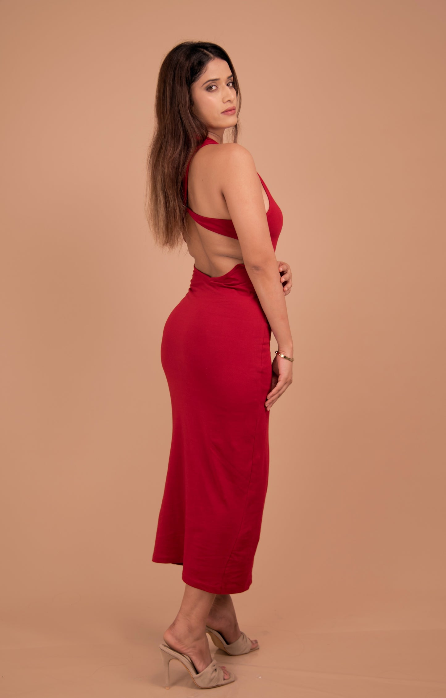 The Marlowe Open-Back Cotton-Blend Midi Dress
