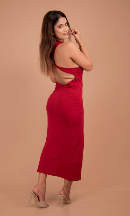 The Marlowe Open-Back Cotton-Blend Midi Dress