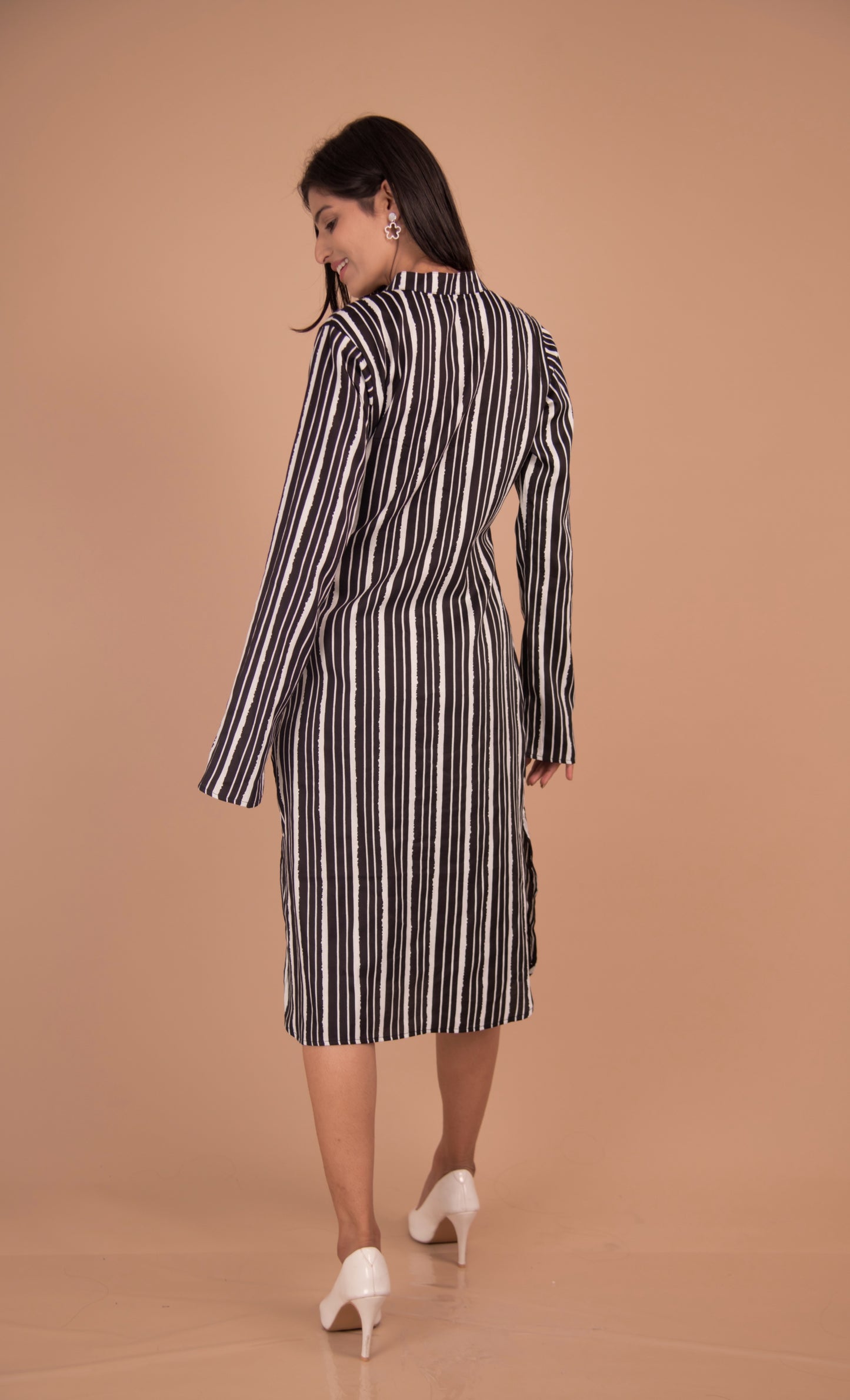 The Portico Monochrome Striped Shirt Dress