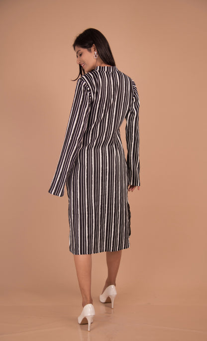 The Portico Monochrome Striped Shirt Dress