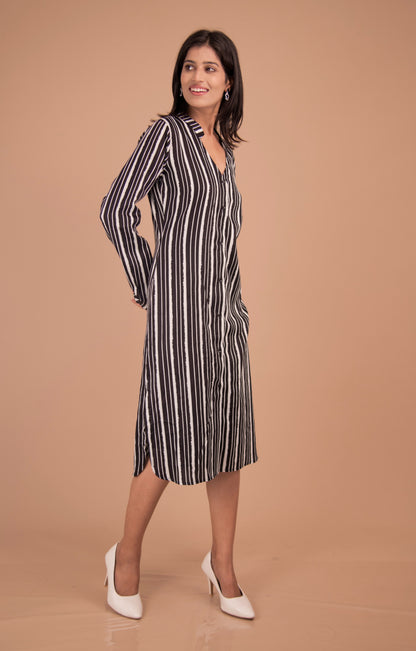 The Portico Monochrome Striped Shirt Dress