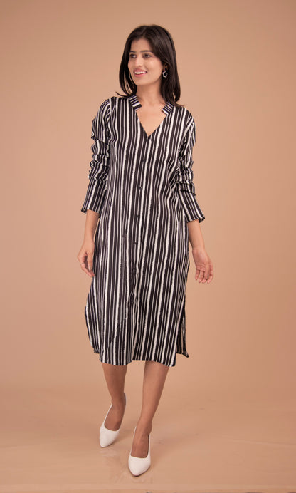 The Portico Monochrome Striped Shirt Dress