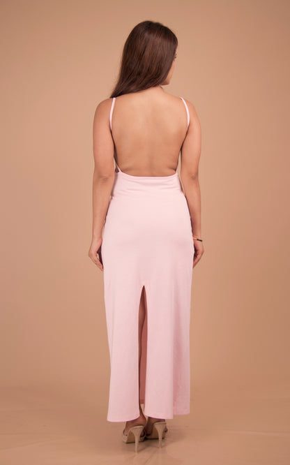 Cut-Out Maxi Dress with Crimson Accent