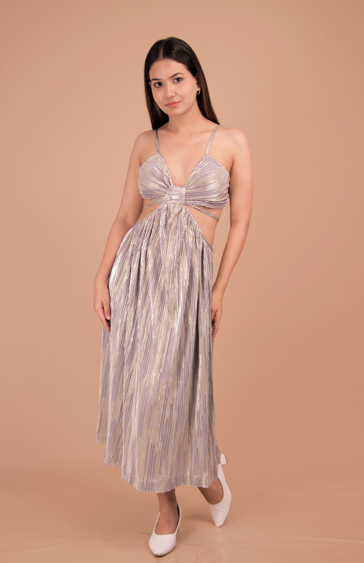 Radiance Cut-Out Metallic Midi Dress